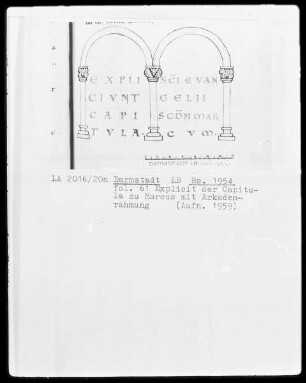 Evangeliar mit Capitulare — Explicit der Capitula zu Markus, Folio 61recto