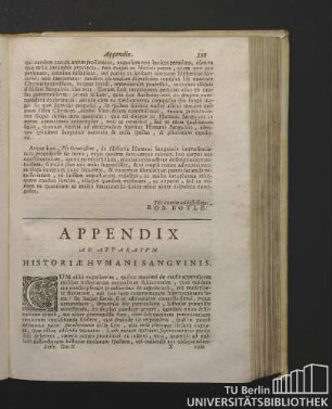 Appendix Ad Apparatum Historiae Humani Sanguinis.