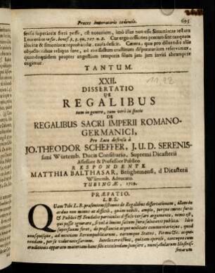695-705, Praefatio. - Cap. I. De Voce Regalium ejusque tum origine, tum variis acceptionibus.