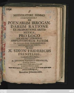 De Poenarum Irrogandarum Ratione Ex Proportione Arithmetica