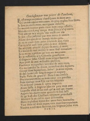 Conclusion par une priere de l'autheur