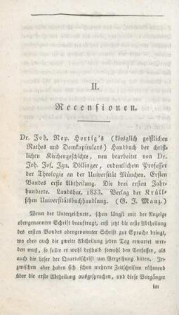 96-118 [Rezension] Hortig, Johann Nepomuk, Handbuch der christlichen Kirchengeschichte