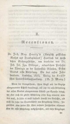 96-118 [Rezension] Hortig, Johann Nepomuk, Handbuch der christlichen Kirchengeschichte