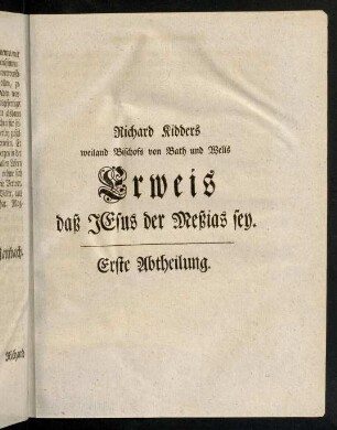 1-980, Erweis daß Jesus der Meßias sey