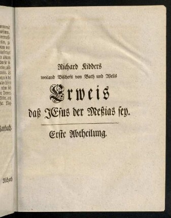 1-980, Erweis daß Jesus der Meßias sey