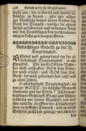 Andächtiges Gebeth zu der H. Dreyfaltigkeit.
