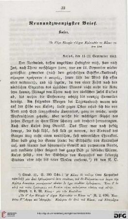 Neunundzwanzigster Brief: Kasos