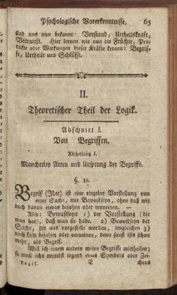 Abtheilung I. Mancherley Arten und Ursprung der Begriffe.