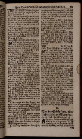 II. Von der Schöpfung, göttlichen Liebe und Vorsorge.