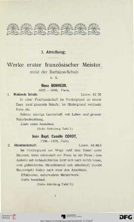 I. Abteilung: Werke erster französischer Meister (Nr. 1-25)