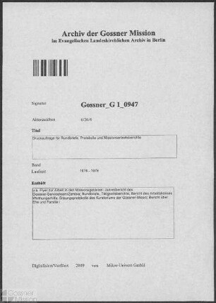 Druckaufträge für Rundbriefe, Protokolle und Missionsarbeitsberichte
