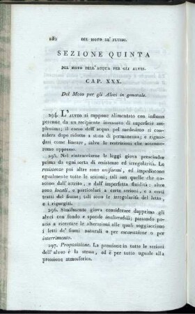 Sezione Quinta. Del Moto Dell' Acqua Per Gli Alvei.