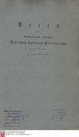 . Hoftheater: Verordnungen für das Hoftheater in Darmstadt
