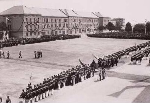 Friedrich August III., König von Sachsen, und Großherzog Friedrich II. von Baden zu Besuch beim Infanterieregiment Nr. 103 der Königlich-Sächsischen Armee in der König-Albert-Kaserne in Bautzen am 17.10.1908