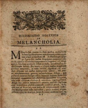 Diss. inaug. med. de melancholia