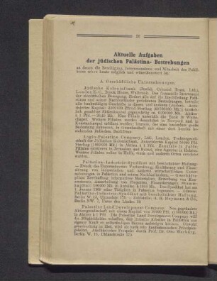 Aktuelle Aufgaben der jüdischen Palästina Bestrebungen