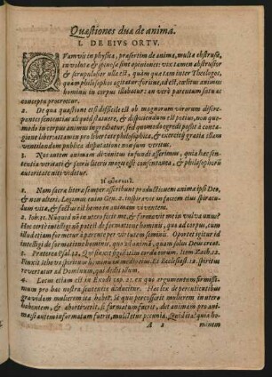 Quaestiones duae de anima. I. De Eius Ortu.