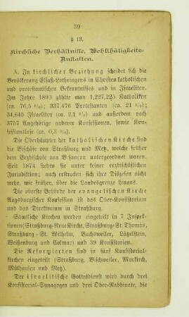 13. Kirchliche Verhältnisse, Wohltätigkeits-Anstalten