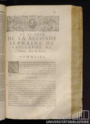 Le II. Iour De La Seconde Sepmaine De Guillaume De Saluste, sieur du Bartas. Sommaire.