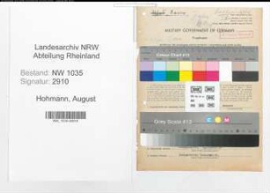 Entnazifizierung August Hohmann , geb. 24.03.1899 (Steiger)