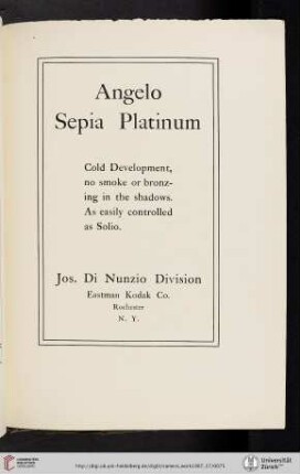 Jos. Di Nunzio Division, Eastman Kodak Co. [Angelo Sepia Platinum Paper]