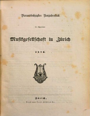 Neujahrstück der Allgemeinen Musik-Gesellschaft in Zürich, 64. 1876