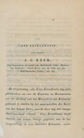 Aan zijne excellentie, den heere J. C. Baud, oud-gouverneur generaal van Nederlands Indie, minister van kolonien, ....