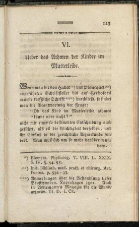 VI. Ueber das Athmen der Kinder im Mutterleibe