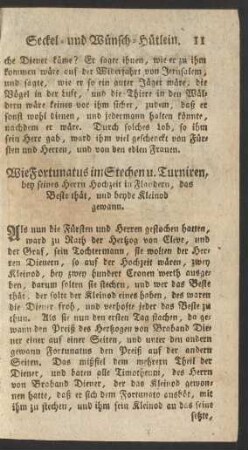 Wie Fortunatus im Stechen u. Turniren ... das Beste thät, und beyde Kleinod gewann.