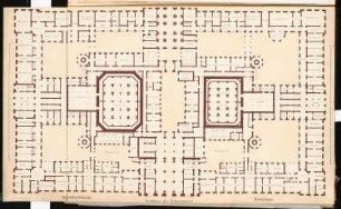Preußisches Parlament, Berlin Schinkelwettbewerb 1868: Grundriss Erdgeschoss; Maßstabsleiste