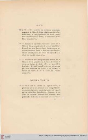 Objets Variés (Nr. 178 - 181)