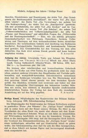 121 [Rezension] Michels, Thomas, Aufgang des Jahres