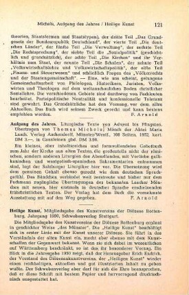 121 [Rezension] Michels, Thomas, Aufgang des Jahres