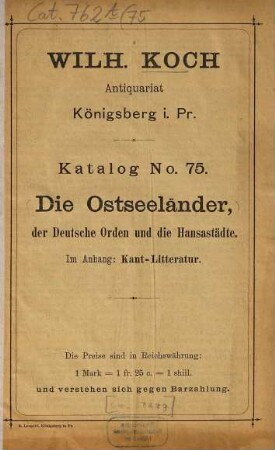 Katalog. 75. [ca. 1893]