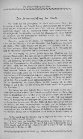 Die Steuerverfassung der Stadt.
