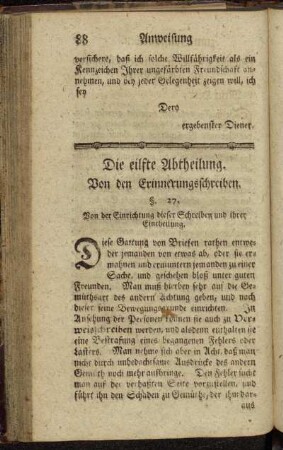 Die eilfte Abtheilung. Von den Erinnerungsschreiben.