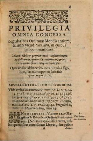 Privilegia omnium religiosorum ordinum mendicantium et non mendicantium