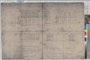 Entwurf zum Stellwerksgebäude "Es" [umgeändert von: "So"] auf Bahnhof Eiserfeld: Grundrisse, Ansichten, Schnitte, Balken- und Sparrenlage, Lageplan, M. 1:20 und M. 1:1.000 Stnr.: 51, Hgs, Bunr.: 84, Blnr.: 1