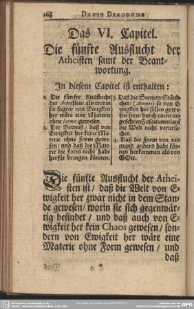 Das VI. Capitel. Die fünfte Ausflucht der Atheisten samt der Beantwortung