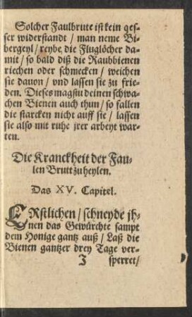 Die Kranckheit der Faulen Brutt zu heylen. Das XV. Capitel.