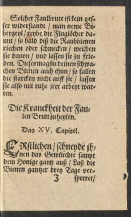 Die Kranckheit der Faulen Brutt zu heylen. Das XV. Capitel.