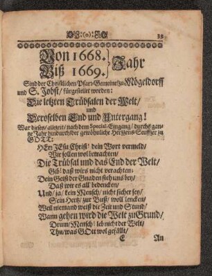 Von 1668. Biß 1669. Jahr
