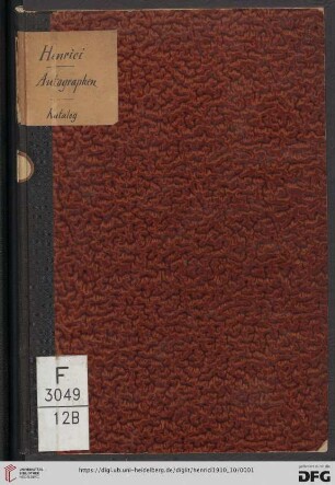 Nr. 10: Lager-Katalog: Autographen : Dichter, Schriftsteller, Gelehrte, Schauspieler, bildende Künstler (Katalog Nr. 10)