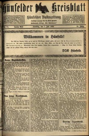 Zweite Ausgabe vom Samstag, den 07. Juli 1928.