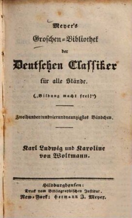 Karl Ludwig und Karoline von Woltmann