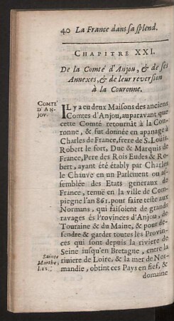 Chapitre XXI. De la Comté d'Anjou ...