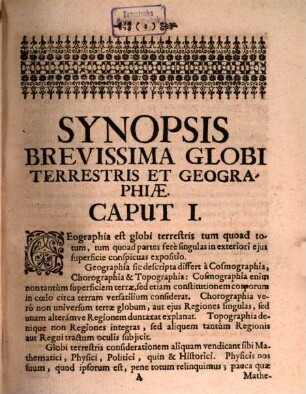 Compendium Totius Orbis Partim Geographicum, Partim Genealogicum, Partim Historicum : Juri praesertim S. R. I. Publico accom[m]odatum