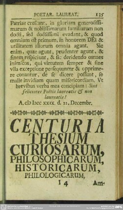 Centuria Thesium Curiosarum, Philosophicarum, Historicarum, Philologicarum, ...