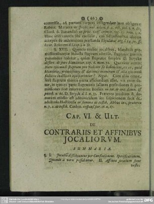 Cap. VI. & Ult. De Contrariis Et Affinibus Jocaliorum
