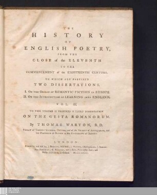 Vol. III.: The History Of English Poetry : From The Close of the Eleventh To The Commencement of the Eighteenth Century
